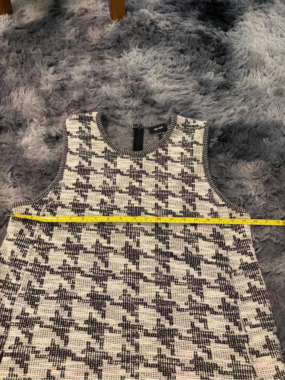 ME+EM Houndstooth Knit A-Line Shift Dress Sleeveless Pockets Black White US 10 - Picture 7 of 8